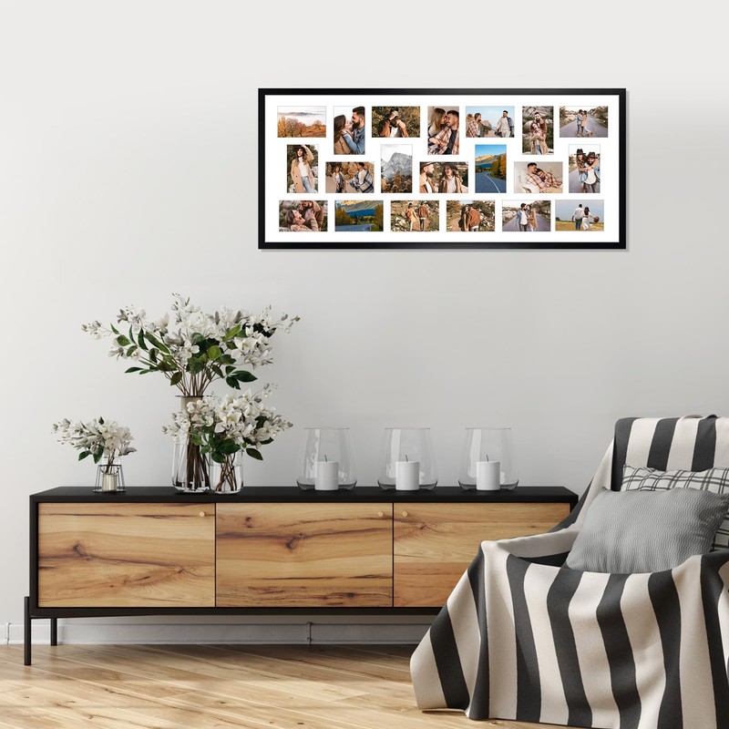 QUTREY Collage Picture Frame 4x6, 20 Opening Black Large Photo