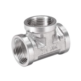 sourcing map Stainless Steel 304 Cast Pipe Fitting G3/4 Female Thread Tee Shaped Connector Coupler