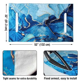 WIRESTER Universal Golf Cart Seat Cover, Comfortable Golf Cart Seat Towel Blanket 52 x 32 Inches, Suitable for EZGO Yamaha 2-Person Seats Club Cars - Marble Gold and Blue