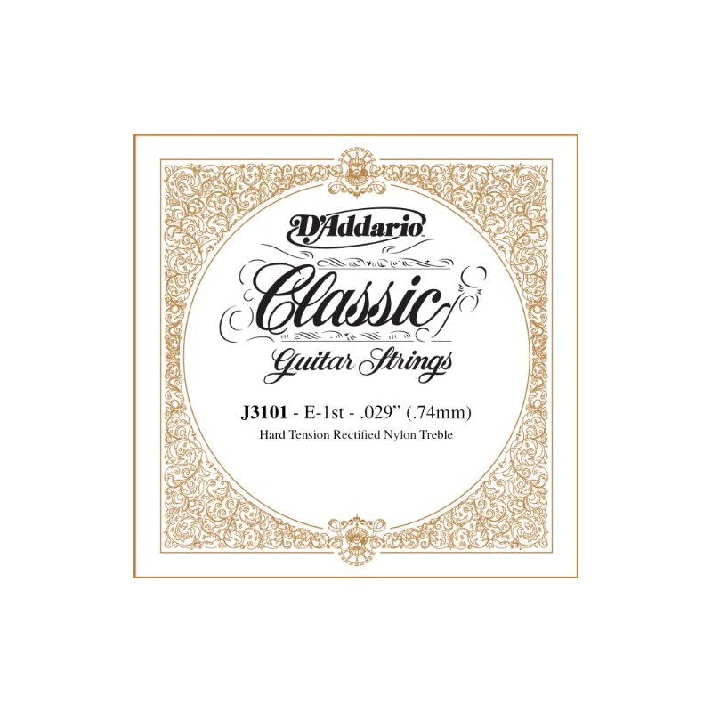 D'Addario Rectified Hard Tension Single First String for Classical Guitar