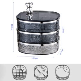 Jewelry Storage Box Rotating Storage Box 3 Layer Jewellery Organiser Box Jewellery Box for Women Jewellery Case for Earrings Rings Necklaces Watches Bracelets