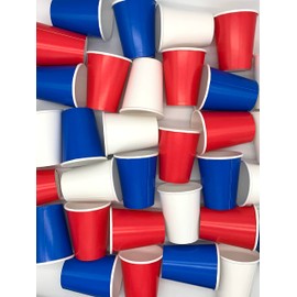 Beautiful Balloons Paper Party Cups x 35 Red White and Blue GB, UK, USA, France, Australia, Royal Theme.