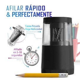 IWOEQWV Sacapuntas Electrico, Sacapuntas Electrico Profesional portatil, para lápices de 6 a 12 mm, Sacapuntas con Deposito para Escuela,Oficina,Hogar,Pintura al Aire Libre, USB o con Batería (Negro)