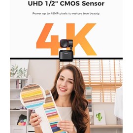 OBSBOT Tiny 2 Lite Cámara web PTZ de 4K UHD alimentada por IA, zoom digital 4X de 1/2" CMOS con seguimiento automático de IA y zoom automático con con