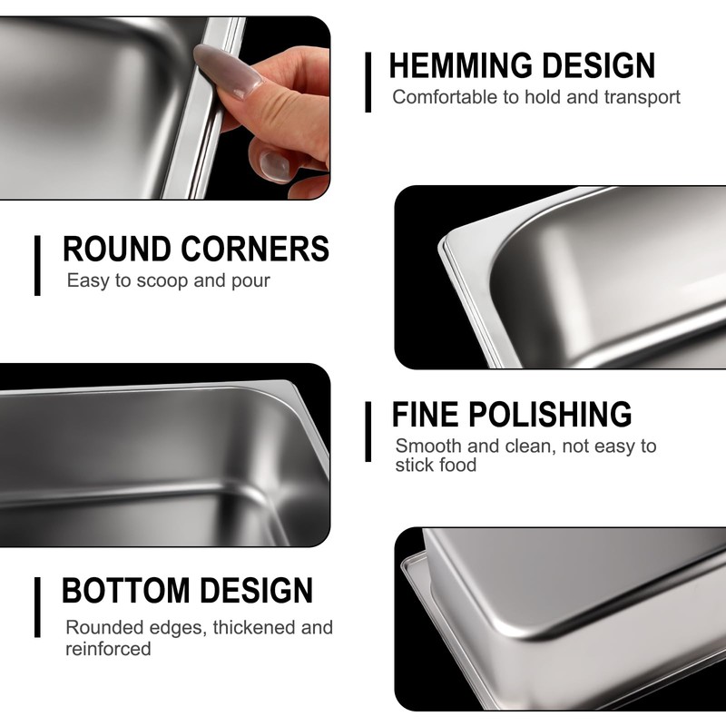 West Bay 4 Pack 1/3 Hotel Pan with Lids, 4''