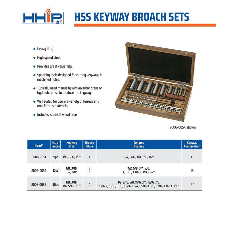 HHIP 2006-0051 9 Piece Keyway Broach Set