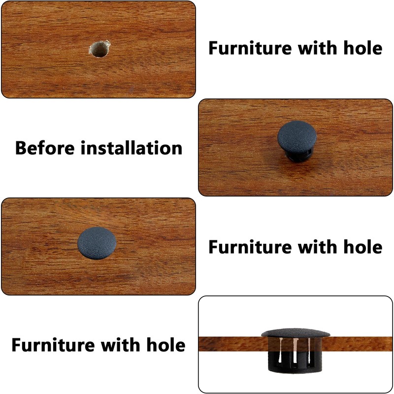 Cjueiom 60pcs 8mm / 5/16" Hole Plugs Black Plastic Hole