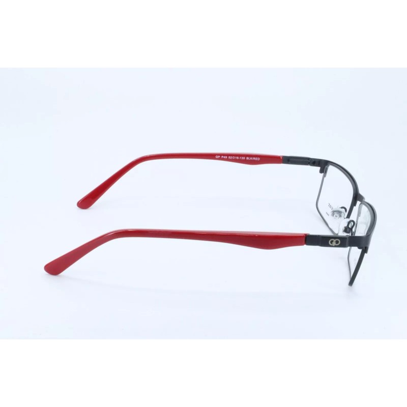 Gianni Po GP P49 Black-Red Rectangle Unisex Full Rim 52-16-135