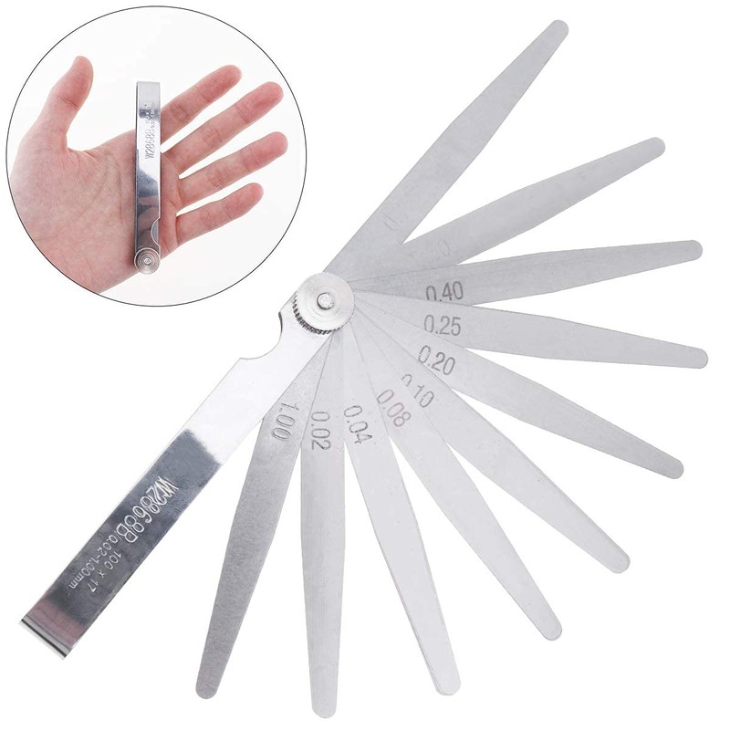 Gasea 17 Blades Stainless Steel Feeler Gauge Measuring Tool, 0.02-1.00mm