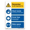 Remember to wash your hands, cover face, keep space Sign,