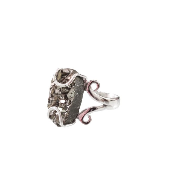 Natural Pyrite Ring, Rough Pyrite Gemstone Ring, Money Catching Power,