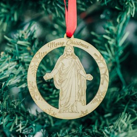 LDS Christus Ornament - Wood