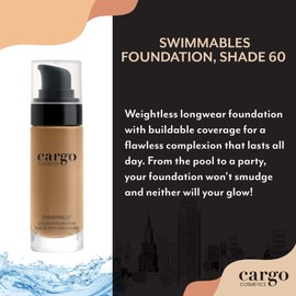 Cargo Cosmetics - Swimmables Longwear Foundation, Buildable, Water Resistant Foundation, Medium to Full Natural Coverage, 60