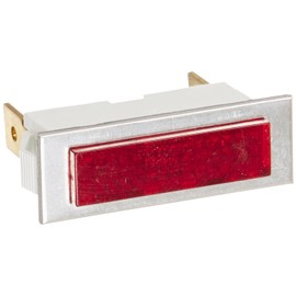 Snap in Rectangular Indicator Light, 0.375" x 1.28" Panel Cutout, 0.250 Quikconnect Connection Type, Red Diamond Lens, Stainless Bezel