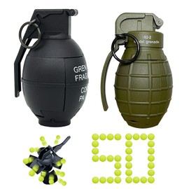 REGLORY Toy-Hand Plastic Grenade for CS Battle, Fake Grenade Toys with 50 Foam Ammo for Age 14 Years Old and up for Army Role Play