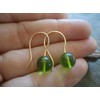★ Gold hook and green glass ★ Earrings
