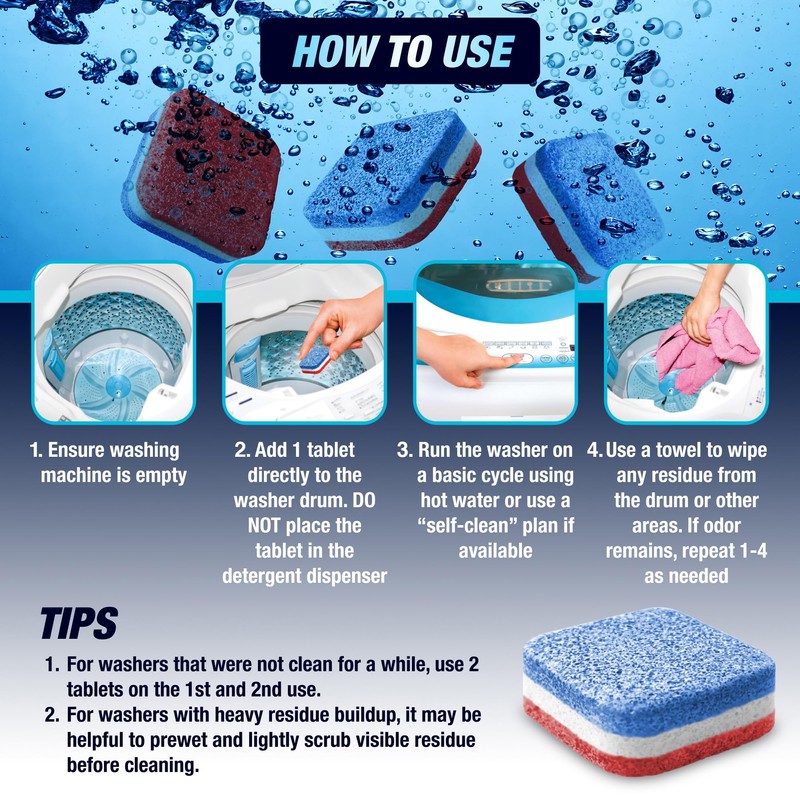 Washing Machine Cleaner Tablets 56 Pack for HE Top Load