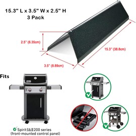Uniflasy 7635 15.3 Inch Flavorizer Bars for Weber Spirit I and II 200 Series Replacement Parts,Spirit E210 S210 E220 S220 Gas Grills with Front Control Knobs, Porcelain Enameled Heat Plate Grill Parts