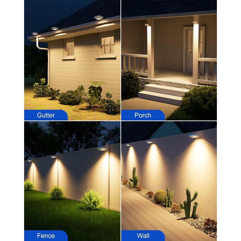 8 Pack Solar Powered Gutter Lights Outdoor Decorative Waterproof 12