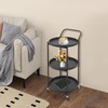 Round 3-Tier Rolling Bar Cart with Wheels, Round Bar Serving