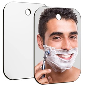 Shower Mirror Fogless for Shaving, Larger 10.7 x 8 inches Small Mirror for Wall Camping, Frameless Portable Hanging Travel Mirrors, Unbreakable Handheld Locker, Makeup Plastic, Shave Mirrors, Bathroom