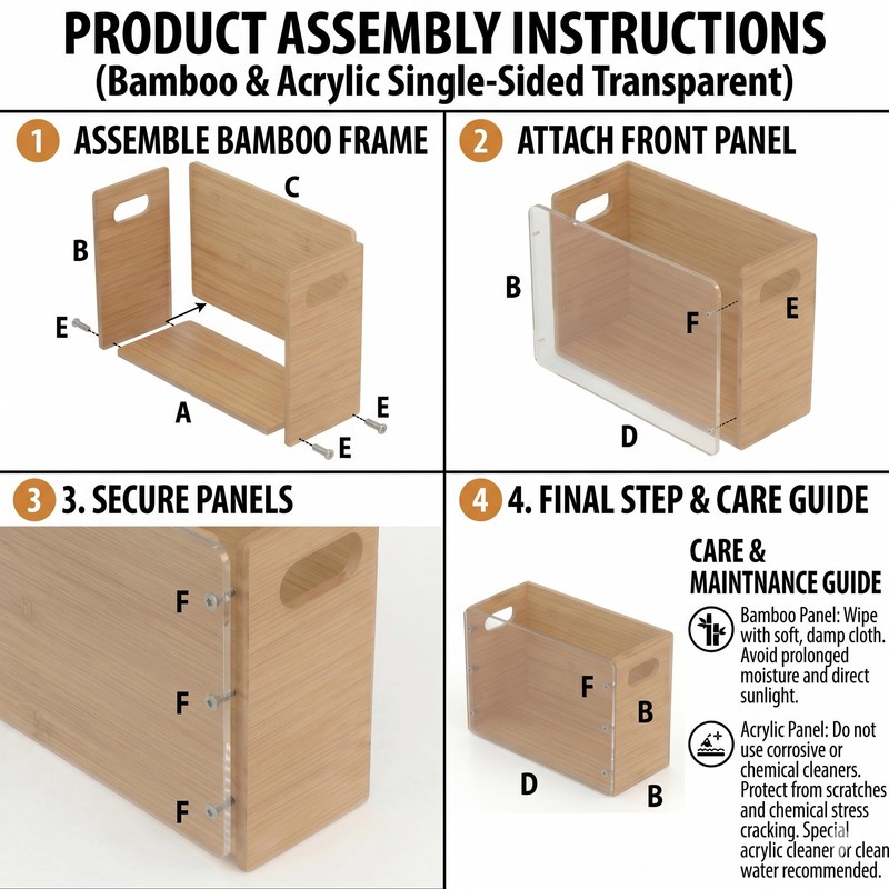 Poeuai 2 Pack Premium Thickened Bamboo Desktop Hanging File Organizer