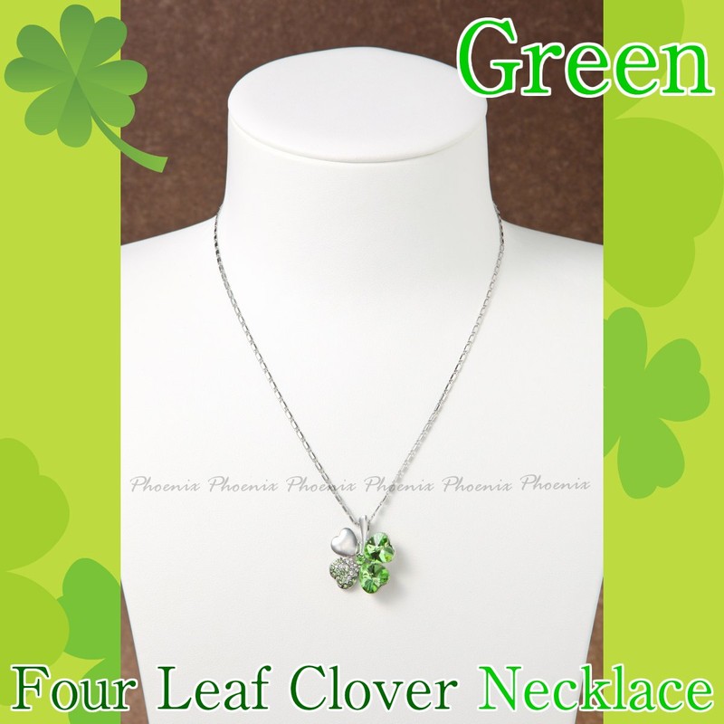 Phoenix Lucky Four Leaf Crystal Clover Necklace & Bracelet &