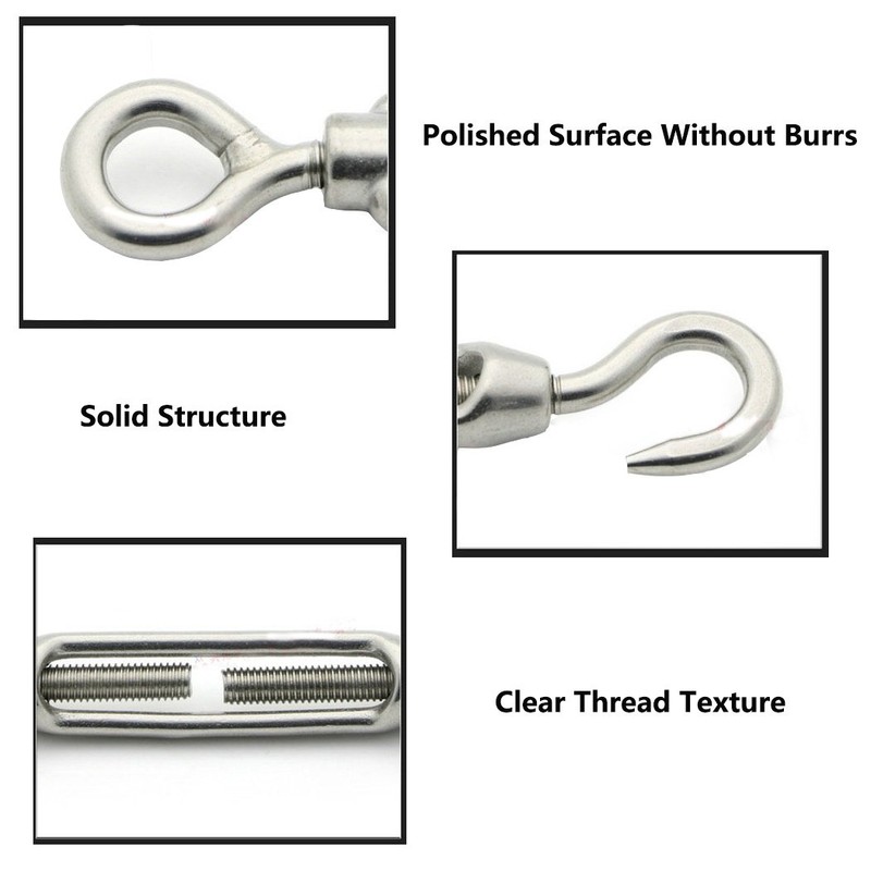 M10 304 Stainless Steel Hook & Eye Heavy Duty Turnbuckle