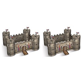 Beistle 3-D Castle Centerpieces, 14.5" x 18", Set of 2 - Medieval Stone Party Supplies, Renaissance Fantasy Celebrations