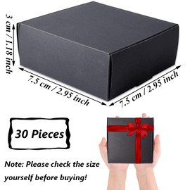 Aieraczy 30 Pieces Kraft Paper Gift Boxes, Candy Box, Party Treat Boxes, Decorative Gift Wrap Boxes, Present Boxes, 7.5 x 7.5 x 3cm Packaging Box for Birthdays Party, Weddings, Christmas, Black