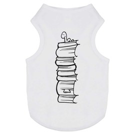 Azeeda 'Book Pile Worm' Pet Dog/Cat T-Shirt, M (PT00072962)