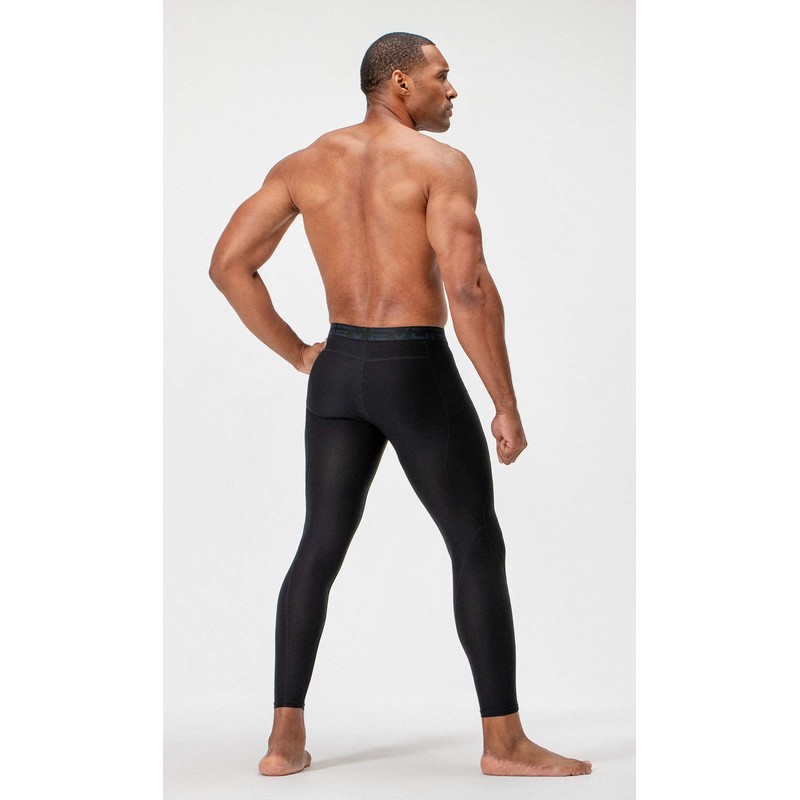 DEVOPS 2 Pack Men's Compression Pants Athletic Leggings (Medium, Black/Orange)