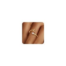 Eaciy 14K Gold Plated Initial Rings Letter L Ring