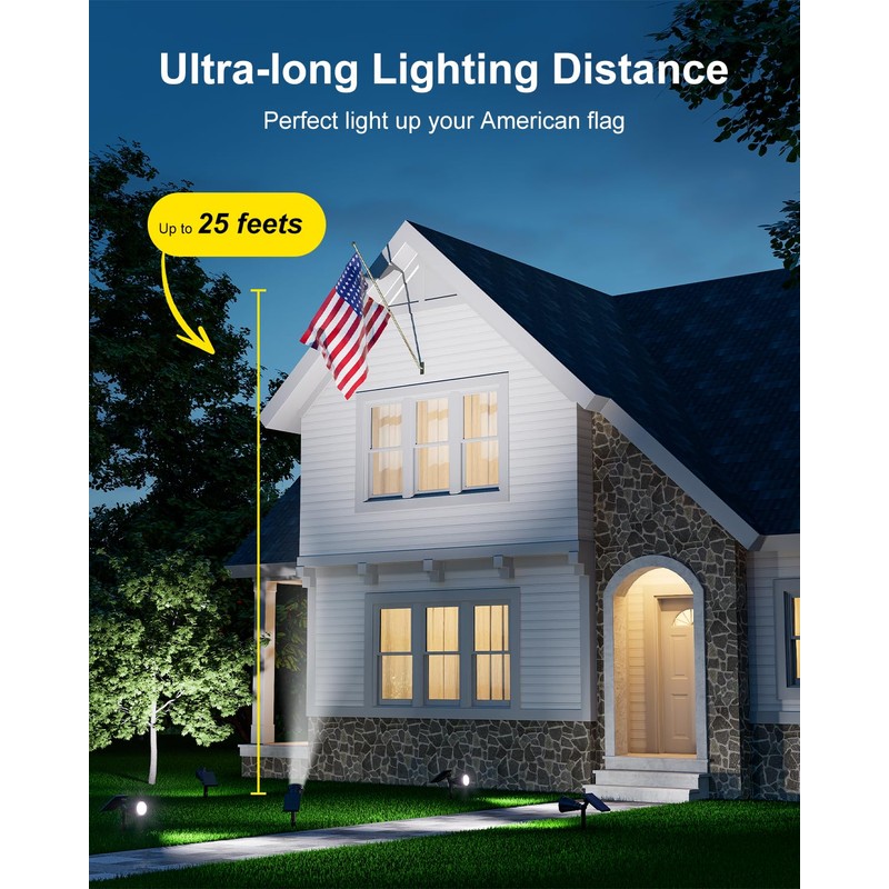 Solar Spot Lights Outdoor Waterproof for Flag, Palm Tree, Pole,