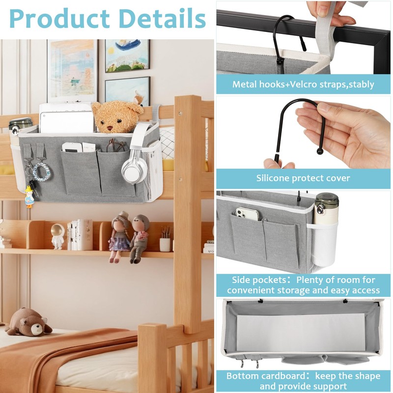 Loghot Bedside Caddy/Bedside Storage Bag Hanging Organizer for Bunk and
