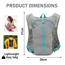 Hydration Vest Backpack, Lightweight Adjust Straps Running Backpack with Reflective Design, Breathable Reflective Insulation Pack for Outdoor Climbing Hiking Cycling Biking Women Men (Grey, One Size)