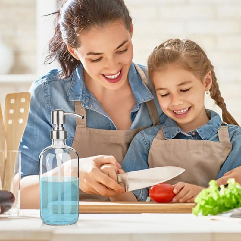 ARKTEK Glass Soap Dispenser - Clear Dish Soap Dispenser for