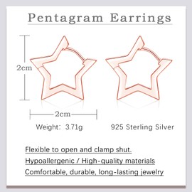 Glintara Women's 925 Silver Hoop Earrings, Hypoallergenic Earrings, 925 Sterling Silver Star Diamond Earrings, Classic Hoop Earrings, Cartilage Sleeping Earrings, Gift for Mum Girls, Sterling Silver