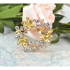 Gyn&Joy Clear Crystal Rhinestone Floral Wreath Pin Brooch BZ005, Metal,