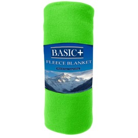 Wholesale Case Packed Fleece Throw Blankets & Decorative Furniture Covers Bulk of 24 by Premium – 100% Soft, Warm Polyester – Solid Assorted, Individual Colors Available – 50x60 Size - Lime Green