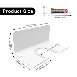 PHMING U-Förmiges Munddesign Föhn Halterung, Fönhalter Ohne Bohren, Föhnhalter mit Nagelfreiem Kleber Geliefert, Kann Elektrische Stecker Aufbewahren, für Glatte Wände (Weiß)