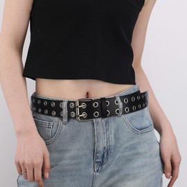 SONNYX Black Leather Belts for Women Wallet Chain Pocket Chain Belt Chain Jeans Chain with Both End Lobster Clasps for Key Wallet(45in)