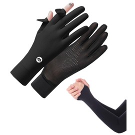 Ciyar Sun Protection Gloves, Arm Cover, UPF 50+, Arm Cover, UV Gloves, 2 Finger Out, Summer, UV Protection, Fingertips, Breathable, Stretchy, Sweat Absorbent, Quick Drying, Anti-Slip, Outdoor