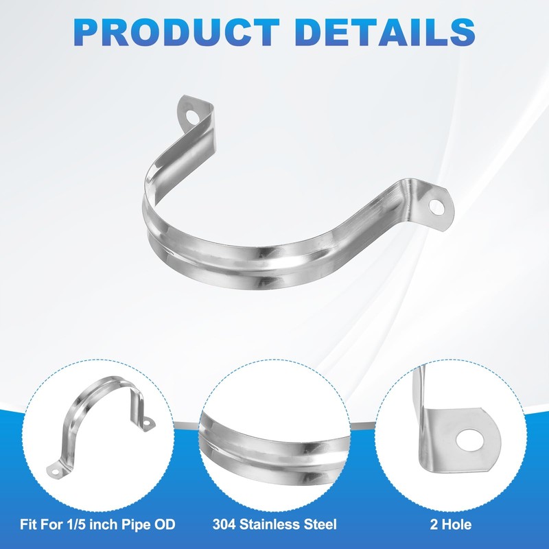 PATIKIL Saddle Band 75mm Inner Diameter 2 Hole Pipe Fixing
