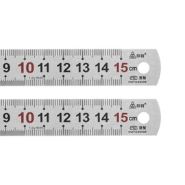HARFINGTON 2pcs Stainless Steel Ruler 6-inch/15cm Metal Rulers 0.75" Wide, Inch and Metric Graduation Straight Edge Measuring Tool
