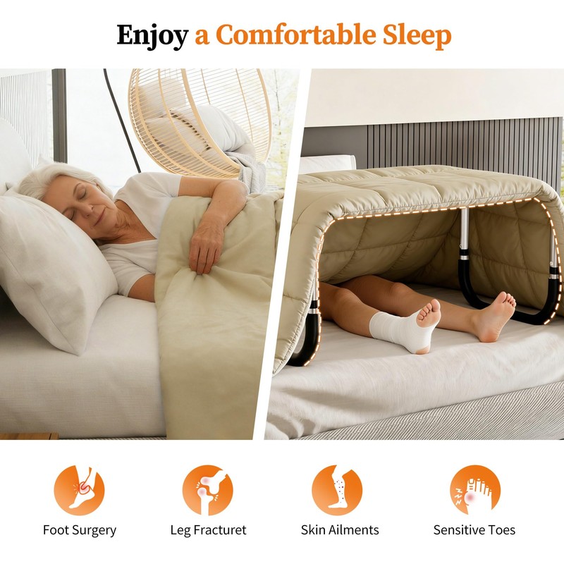 AKIMRABY Adjustable Blanket Lifter for Bed, Non-Slip Design with 4