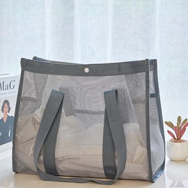 Noy Lacha Mesh Beach Tote Bag for Women, Waterproof Swim Pool Bag with Multiple Pockets, Travel Tote Bag for Beach Vacation Swimming Essentials