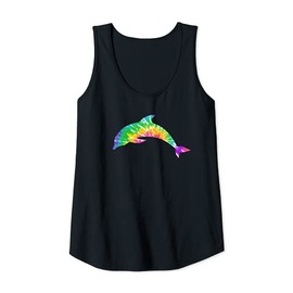 Womens Tie Dye Summer Dolphin Tank Top
