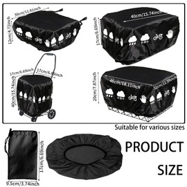 LUKIUP Bicycle Basket Rain Cover Rear 45 x 45 cm Adjustable Reflective Bicycle Basket Cover with Storage Bag Waterproof Cover One Size Fits All Baskets (Black)