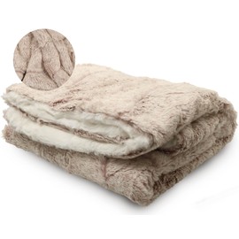 peluche Lux Faux Fur Baby Blanket - Luxurious Cuddle and Swaddle Blanket for Newborn - Soft Plush Baby Blankey - Fuzzy Baby Blankets for Boys & Girls (Oatmeal Heather and Natural, 29" x 36")